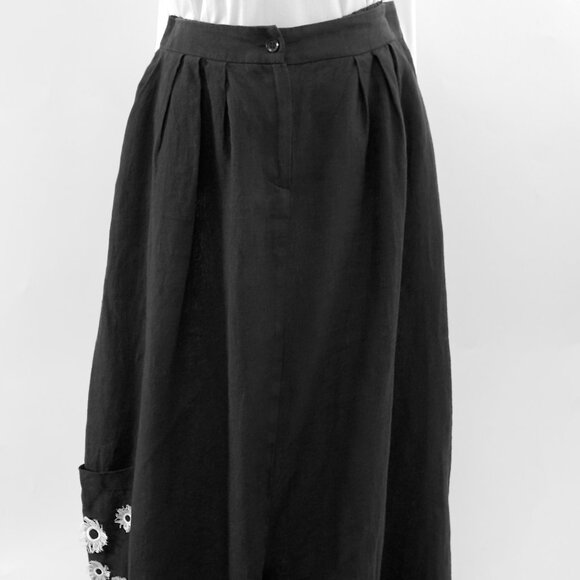 Black Linen Top and Harem Pants Set with White Print & Embroidery New XL or sz 3 - Picture 16 of 16